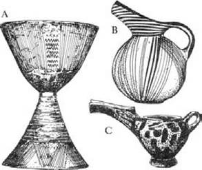 Figure 32 Early pottery styles. A: Pirgos ware. B: Agios Onoufrios ware. C: Vasiliki ware
