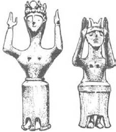 Figure 34 Clay goddesses from the late refuge settlement of Karfi