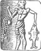 Figure 35 Fisherman carrying an octopus and a skaros fish