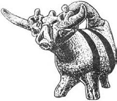 Figure 50 Bull-grapplers immobilize a bull