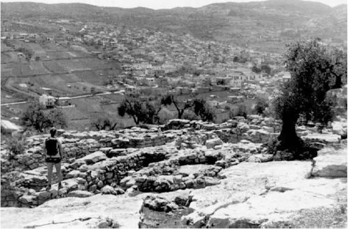 Plate 19 Phoumi. The Minoan cemetery in the foreground: the town of Arkhanes in the background