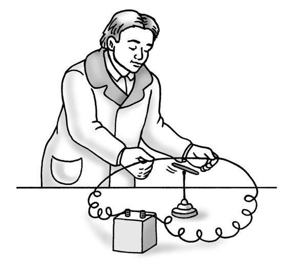 Figure 6-7: Oersted discovered that a magnetic compass is deflected if placed directly above or below an electric wire carrying a current.