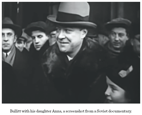 Image: Bullitt with his daughter Anna, a screenshot from a Soviet documentary.