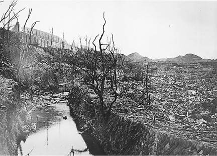 The view from the Urakami branch of Nagasaki prison, about 300 meters from the hypocenter of the atomic bomb dropped by the United States on August 9, 1945
