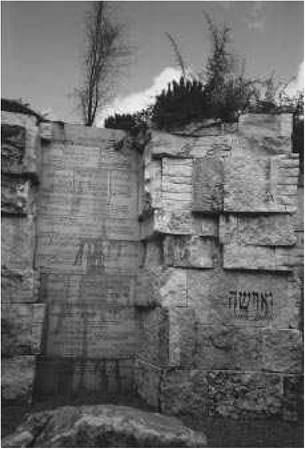 Appropriated martyrdom. A section of the commemoration complex “Valley of the Communities” (Bik-at ha-kehilot), next to Yad Vashem, Jerusalem. The names of all major European Jewish communities destroyed by the Nazis are inscribed on the steep walls of tunnels dug into the mountain. This section commemorates Warsaw and other Polish towns. Appropriated martyrdom. A section of the commemoration complex “Valley of the Communities” (Bik-at ha-kehilot), next to Yad Vashem, Jerusalem. The names of all major European Jewish communities destroyed by the Nazis are inscribed on the steep walls of tunnels dug into the mountain. This section commemorates Warsaw and other Polish towns.