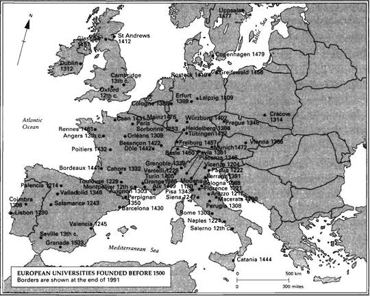 EUROPEAN UNIVERSITIES FOUNDED BEFORE 1500