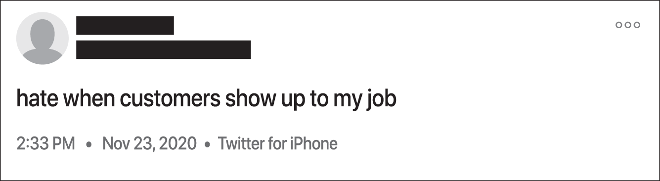 Snapshot of the Customers Tweet.