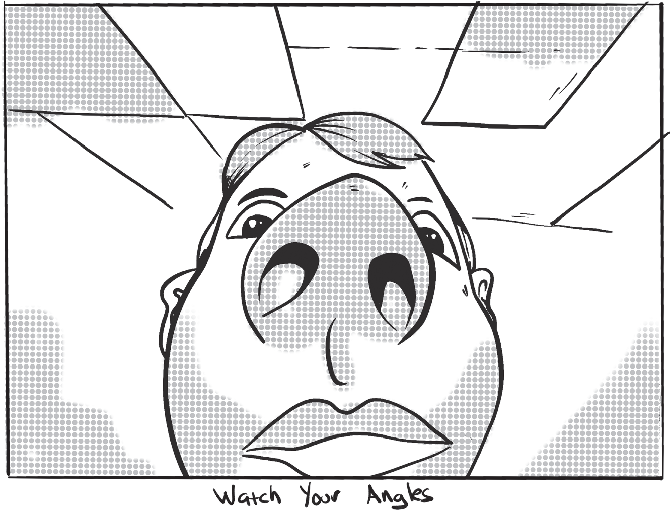 Cartoon illustration of the camera angle matters.