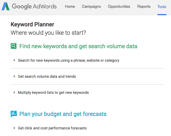 Keyword planning!