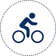 An icon of a person riding a bicycle denoting the heading: Move: the mindset of courage.