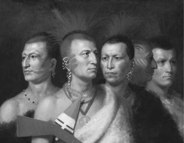 Young Omahaw, War Eagle, Little Missouri, and Pawnees. A portrait of several Pawnee leaders, painted by Charles Bird King in 1821. smithsonian American art museum, Washington, dc/art resource, ny.