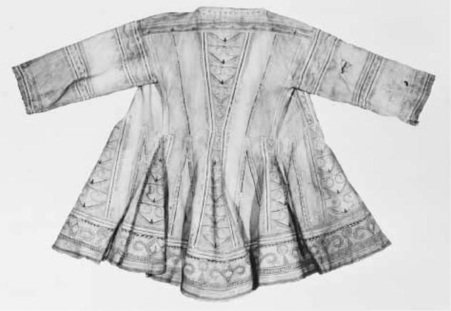 Algonquin Child's Coat. This coat was part of a collection of American Indian drawings on hide that was gathered by M. Fayolle in 1786 and taken to France. Most of the collection consisted of garments worn by chiefs of the Arkansas, Dakota, and Northeastern regions.