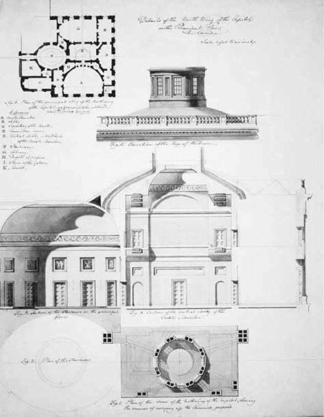 The United States Capitol. Benjamin Henry Latrobe's 1814 blueprint for the north wing of the U. S.