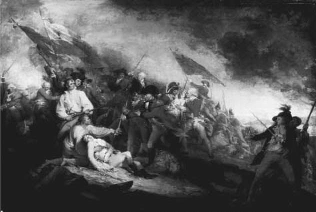 The Death of General Warren at the Battle of Bunker Hill, 17 June 1775 (1786). John Trumbull's painting of the death of Joseph Warren includes a carefully-studied depiction of an African American man on the right.