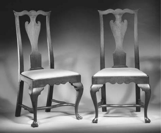 Queen Anne Side Chairs. Furniture made in the colonies in the decades prior to the American Revolution was modeled after the prevailing styles of furniture in Europe. These American Queen Anne style chairs, with their characteristic cabriole legs, were produced around the 1760s and would have been popular with wealthy Americans.