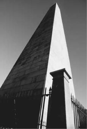 Bunker Hill Monument. The Battle of Bunker Hill is commemorated with a 221-foot granite obelisk that stands on Breed's Hill, the actual site of the battle. The obelisk was completed in 1842, replacing a smaller monument placed in 1794.
