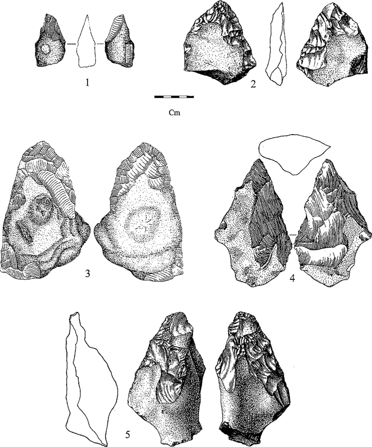 Drawings of crude bifaces