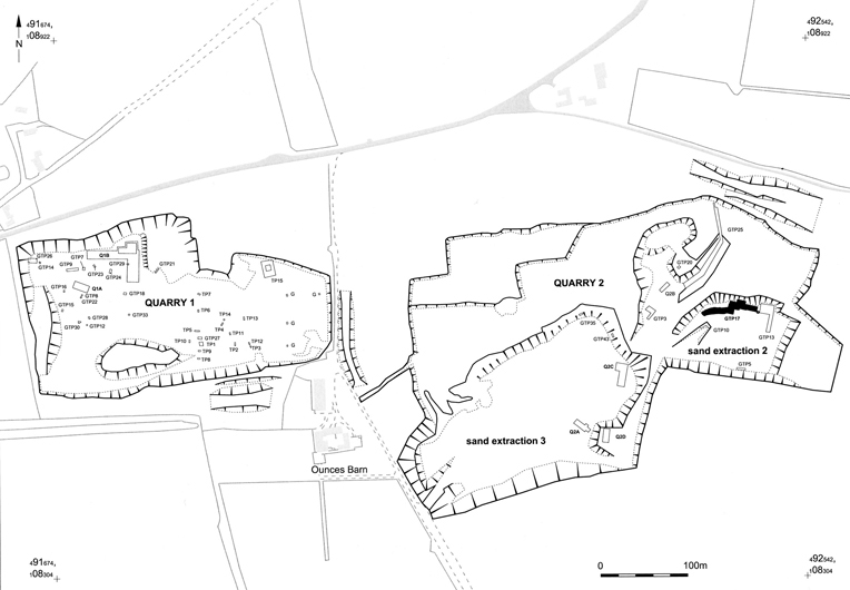 A plan of the quarries at Boxgrove