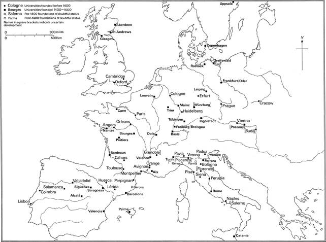 Map 5 The universities of Europe in 1400 and 1500