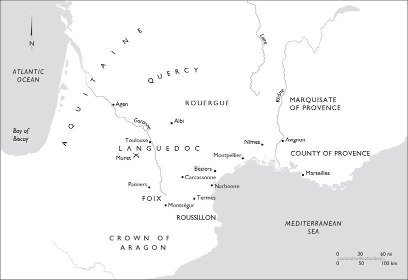 Areas of the Albigensian Crusade and the Inquisition in Southern France