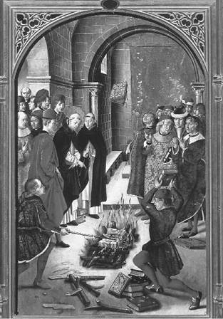 Saint Dominic and the Albigensians, by Pedro Berruguete, fifteenth century. (Archivo Iconograpfico, S.A./Corbis)