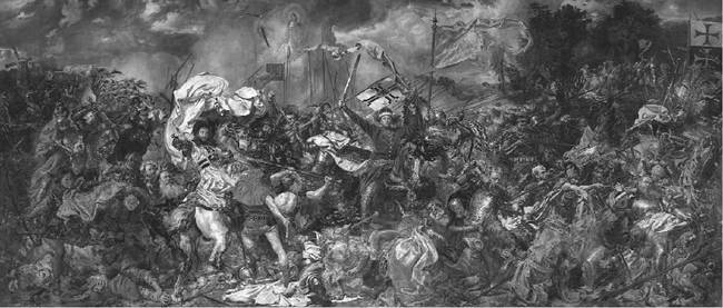 Battle of Tannenberg (Grunwald), in which a Polish-Lithuanian army, led by King Wladyslaw II Jagiello of Poland, defeated the knights of the Teutonic Order, 1410. By Jan Matejko (1838-1893), National Museum, Warsaw, Poland. (Erich Lessing/Art Resource)