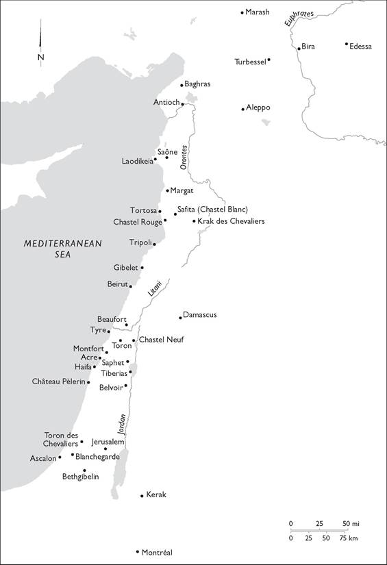 Major castles and other fortified sites in Outremer