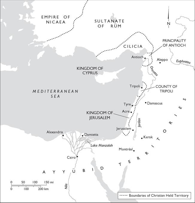 Areas of campaigning during the Fifth Crusade (1217-1221)