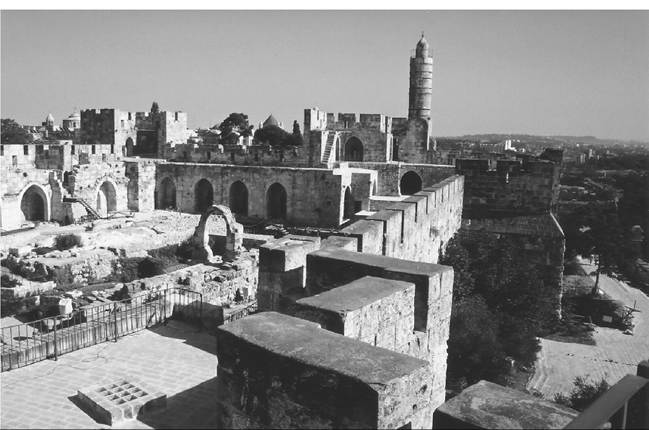 The citadel of Jerusalem, known as the Tower of David. The minaret was added when the walls were rebuilt by the Ottoman sultan Süleyman the Magnificent in the sixteenth century. (Courtesy Alfred Andrea)
