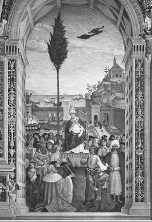 Pius II arrives at Ancona and calls forth the Crusade, by Pinturrichio (1454-1513). (Scala/Art Resource) Pius II arrives at Ancona and calls forth the Crusade, by Pinturrichio (1454-1513). (Scala/Art Resource)