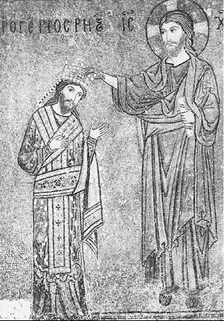 Roger II, king of Sicily (1095-1154). Byzantine mosaic from the Church of Martorana, Palermo. (Bettmann/Corbis) Roger II, king of Sicily (1095-1154). Byzantine mosaic from the Church of Martorana, Palermo. (Bettmann/Corbis)