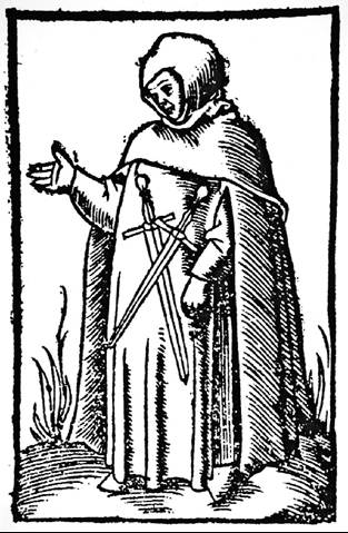 Member of the Order of the Sword Brethren. Woodcut from Sebastian Münster, Cosmographia, 1550. (Courtesy Alan Murray) Member of the Order of the Sword Brethren. Woodcut from Sebastian Münster, Cosmographia, 1550. (Courtesy Alan Murray)