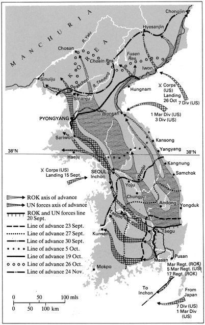 Map 4 The UN Command's counter-attack, September to November 1950