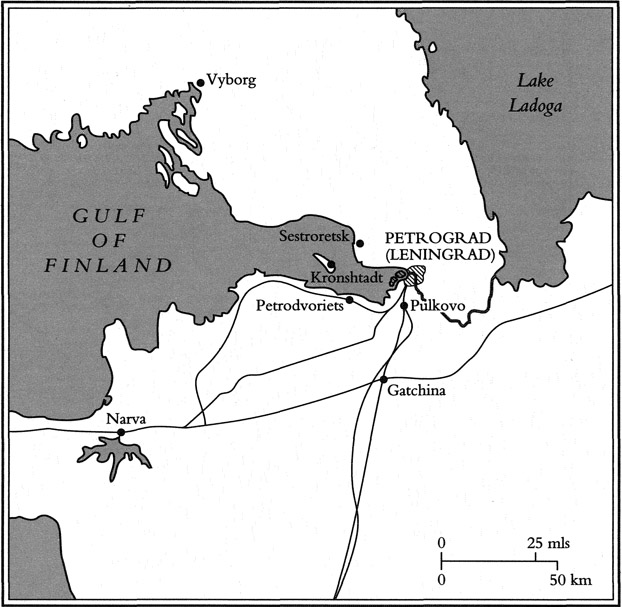 Map 1 Pulkovo and Gatchina with connecting rail links